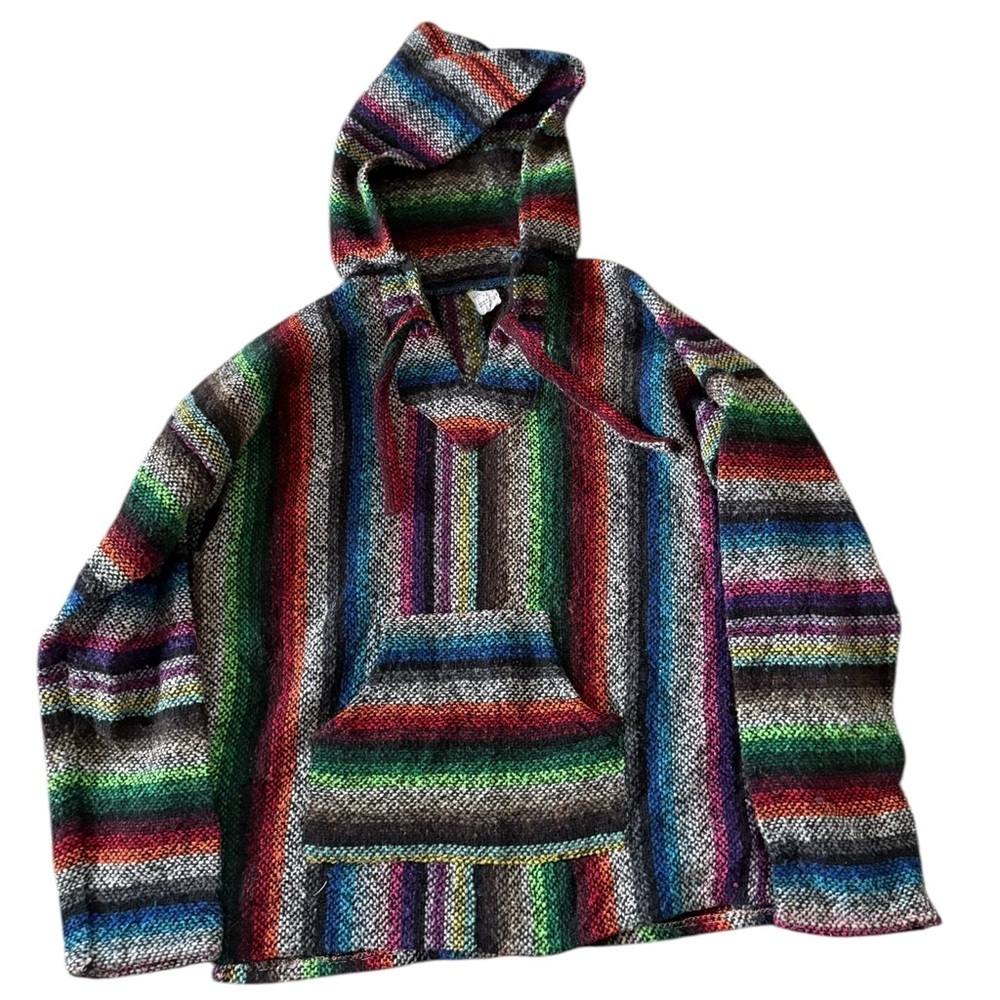 Vintage Multicolor Baja Hoodie Pullover Medium
